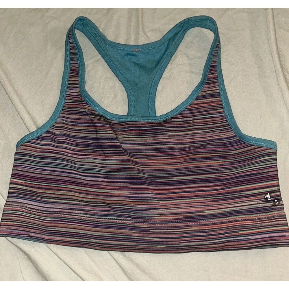 Sports Bra 13” Chest ~12” Length Striped Pullover Racerback Multicolor